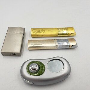 Vintage Butane Lighters Carlsberg Beer and Heineken Beer Cigarette Lot of 4